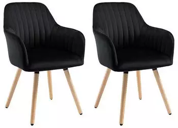 Kauf-Unique Eleana chair in velvet and metal with armrests x2 black