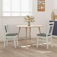 vidaXL Esszimmerstuhl 2 pcs Wei&szlig; und Grau Massives Gummiholz