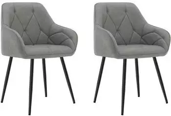 Woltu Dining chair in faux leather and metal x2 dark grey