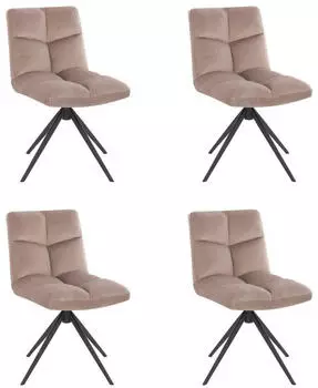 Home Deluxe NODA Esszimmerstuhl 360&deg; drehbar Samt Hellbraun 4er-Set