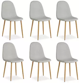 Homestyle4u Esszimmerstuhl Polsterstuhl Leinen Grau 6er-Set (44x88x45cm)
