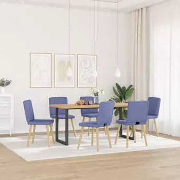 vidaXL Essst&uuml;hle 6er-Set, Stoff, Jeansblau
