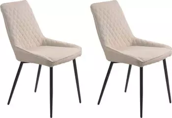 M&ouml;bilia Polsterstuhl 2er-Set Stoff beige, Stahlbeine schwarz (21020055)