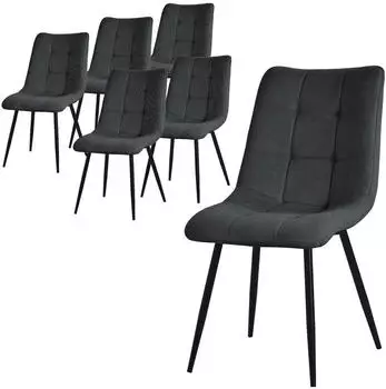 ML-Design Esszimmerst&uuml;hle 6er-Set Polsterstuhl Anthrazit Metallbeine (490016998)