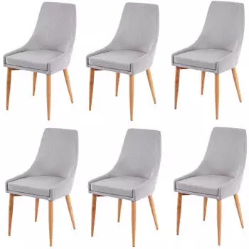 MCW B44 II Esszimmerstuhl Retro Textil Hellgrau 6er-Set (800000416918)