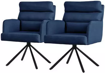 ML-Design Esszimmerstuhl 2er Set drehbar 180&deg; Dunkelblau Polyesterbezug (490016875)