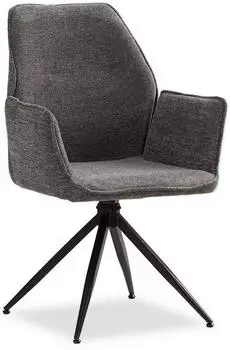 Homestyle4u Polsterstuhl drehbar mit Armlehne, Chenille, Grau (2710)