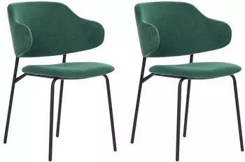 Beliani Kenai Esszimmerstuhl 2er-Set, Stoff, Dunkelgrün (409211)
