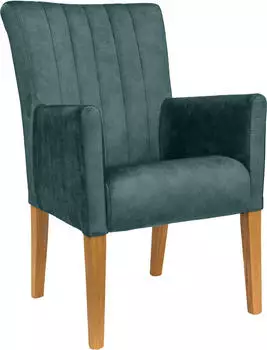 Home Affaire King Armlehnstuhl Polyester petrol, Beingestell Massivholz Eiche