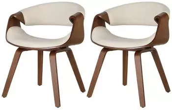 CLP Foley Esszimmerstuhl 2er Set Kunstleder Holzgestell, Eiche/Creme (325271)