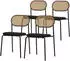 ML-Design Esszimmerstühle 4er Set, Rattan-Rückenlehne, gepolstert, Schwarz