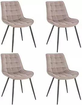 Home Deluxe IKALO Polsterstuhl 4er Set, Hellbraun (50868)