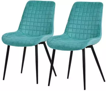 ML-Design Esszimmerst&uuml;hle 2er Set Samt Petrol schwarze Metallbeine