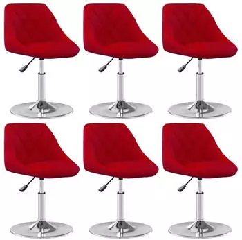 vidaXL Esszimmerst&uuml;hle 6er-Set Drehbar Weinrot Samt (3088775)