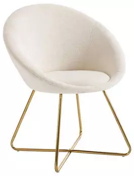 Kauf-Unique Burban Stuhl Bouclé-Stoff & Goldmetall, Weiß