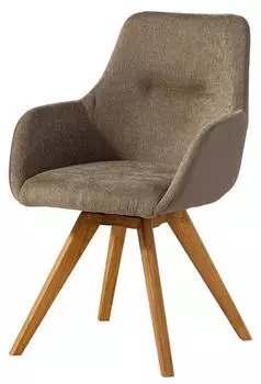 Massivmoebel24 Tacoma Drehstuhl mit Armlehnen, Wildeiche, Taupe (06-151-642-0012)