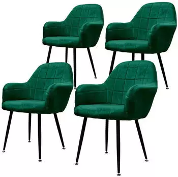 ML-Design Esszimmerst&uuml;hle 4er Set Samt Dunkelgr&uuml;n mit Armlehnen (490002958)