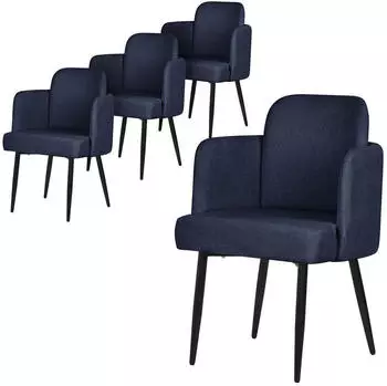 ML-Design Esszimmerstuhl mit Armlehne, Polster, Dunkelblau, 4er Set (490018568)