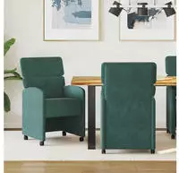 vidaXL Esszimmerst&uuml;hle mit Rollen 2 pcs Dunkelgr&uuml;n 58 x 65 x 98 cm