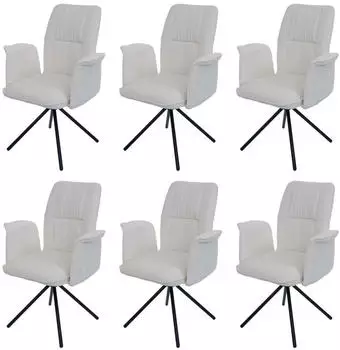 MCW N99 Esszimmerstuhl 6er-Set Chenille &Ouml;ko-Tex drehbar, creme (95105)