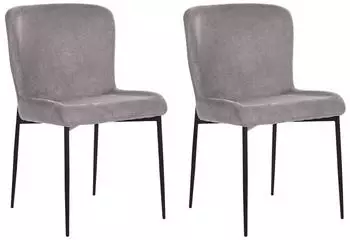 Beliani ADA Esszimmerstuhl 2er-Set, Stoff, Dunkelgrau