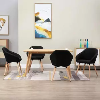vidaXL Esszimmerst&uuml;hle 4 Stk. Stoff Schwarz (278413)