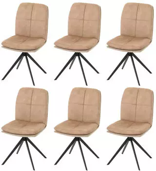 MCW Esszimmerstuhl M68 6er-Set, drehbar, Textil, beige (MCW-M68)