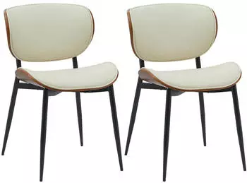 CLP Enid Besucherstuhl 2er-Set, Kunstleder, Nussbaum/Creme (CLP 326808)