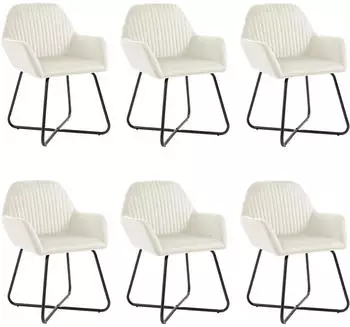vidaXL Esszimmerst&uuml;hle 6er-Set Samt Creme (277014)