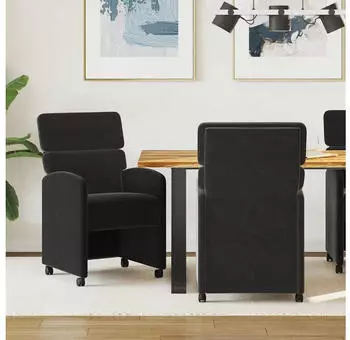 vidaXL Esszimmerst&uuml;hle mit Rollen 2er-Set Samt Schwarz (42017880)