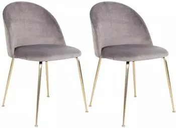 House Nordic Geneve Esszimmerstuhl Samt, Messingoptik Beine, 2er Set