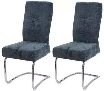 MCW Esszimmerstuhl MCW-G56 Freischwinger Chenille blau-gr&uuml;n, 2er-Set (MCW-G56)