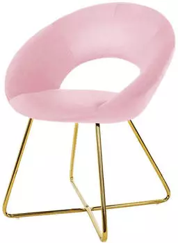 ML-Design Esszimmerstuhl runde R&uuml;ckenlehne Samt Rosa Metallgestell