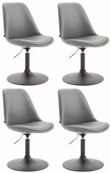 CLP Maverick Esszimmerstuhl 4er-Set Kunstleder drehbar, grau/schwarz