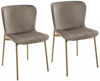 Svita MARY Polsterstuhl Samt Taupe/Gold, ohne Armlehnen, 2er Set (91237)