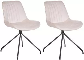 Beliani Navasota 2er Set Esszimmerstühle Samt Beige Schwarze Metallbeine (Navasota)
