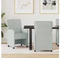 vidaXL Esszimmerst&uuml;hle mit Rollen 2 pcs Hellgrau 58 x 65 x 98 cm Samt