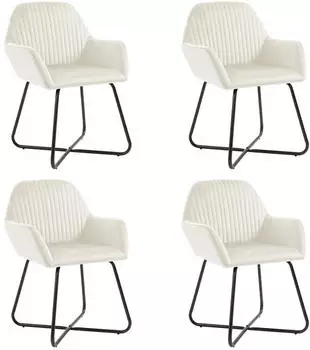 vidaXL Esszimmerst&uuml;hle 4er-Set Samt Creme (277013)