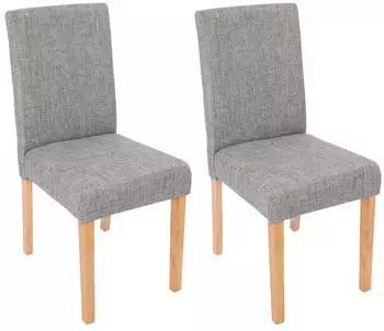 MCW Littau 2er-Set Esszimmerstuhl Textil, grau, helle Beine (Littau-s-2)