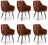 Homestyle4u Polsterstuhl mit Armlehne Samt Braun 6er-Set (2347)