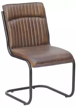 Massivmoebel24 Iron Label #03 Freischwinger Echtleder Braun (09-151-890-0003)