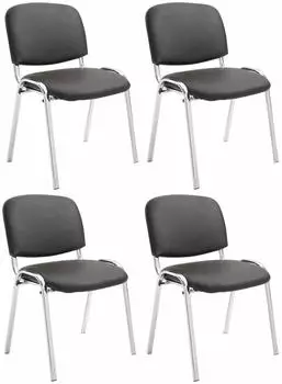 CLP Ken Besucherstuhl 4er-Set Kunstleder Chrom Braun