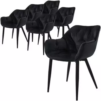 ML-Design Esszimmerstuhl Samt Schwarz 6er-Set