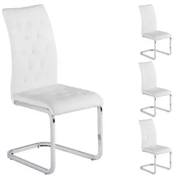 Idimex Chloe Esszimmer-Schwingstuhl 4er-Set Kunstleder verchromt, weiß (CHLOE)
