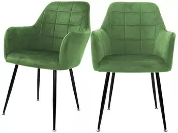 ML-Design Esszimmerst&uuml;hle 2er-Set Samt Salbei mit R&uuml;ckenlehne & Armlehnen (490009673)