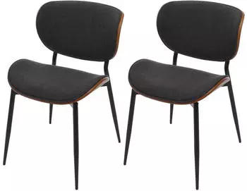 MCW MCW-O45 Esszimmerstuhl Bugholz Stoff Walnuss-Optik dunkelgrau 2er-Set (MCW-O45)