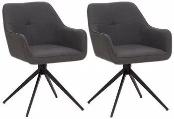 MCW MCW-O47 Esszimmerstuhl 2er-Set, drehbar, Stoff 270g/m&sup2;, grau (99483)