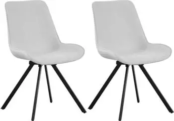 xonox.home Emilia Drehstuhl 2er-Set, Webstoff creme, Metallbeine, 52x85x61cm