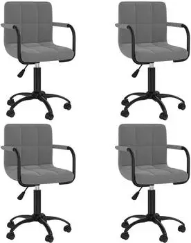 vidaXL Esszimmerst&uuml;hle 4er-Set Drehbar Dunkelgrau Samt (3088013)
