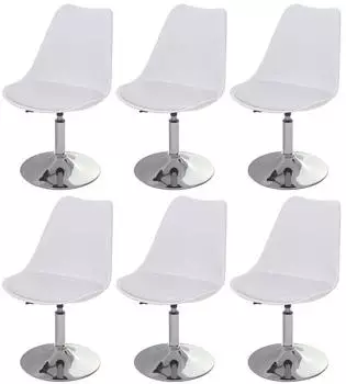 MCW Vaasa T501 Drehstuhl 6er-Set, h&ouml;henverstellbar, Kunstleder, Wei&szlig; (T501)